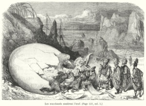 Sindbad der Seefahrer und der Vogel Roch, Illustration von Gustave Doré (1832 - 1883), aus "One Thousand and One Nights", Antoine Galland, Paris 1865